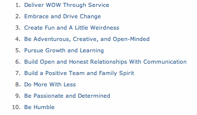 Zappos Core Values