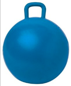 Ball with handles that kids sit on and bounce