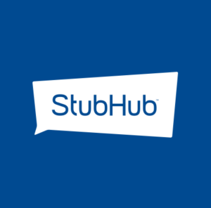 StubHub logo blue lettering on white